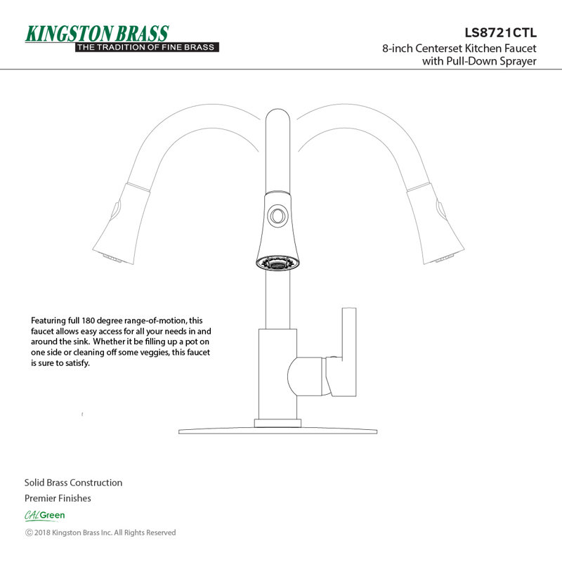 Kingston Brass Continental Single-Handle Pull-Down Kitchen Faucet, Polished Chrome