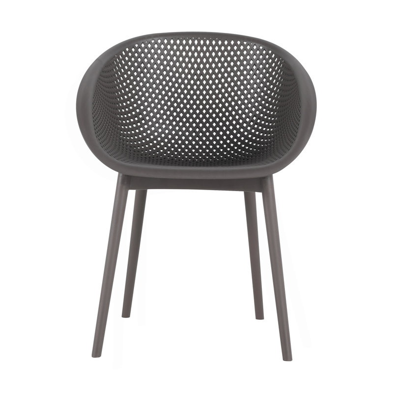Ensemble de 2 chaises longues modernes - plastique PP intérieur / extérieur toutes saisons, léger pour patio, plage, salon (gris chaud)