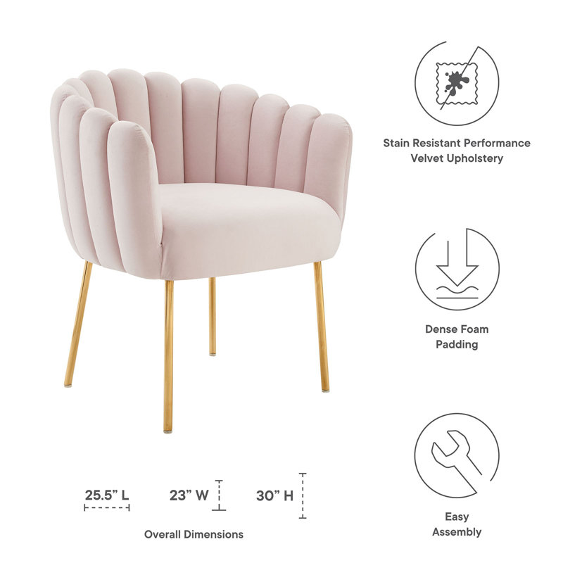 Fauteuil Sanna Channel, Velours rose