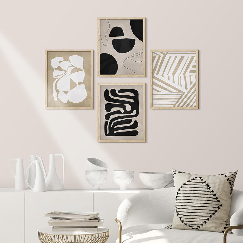 «Tropical Mid-Century», reproduction encadrée de 4 pièces, H 10 po x l 8 po x P 1 po, Encadré naturel