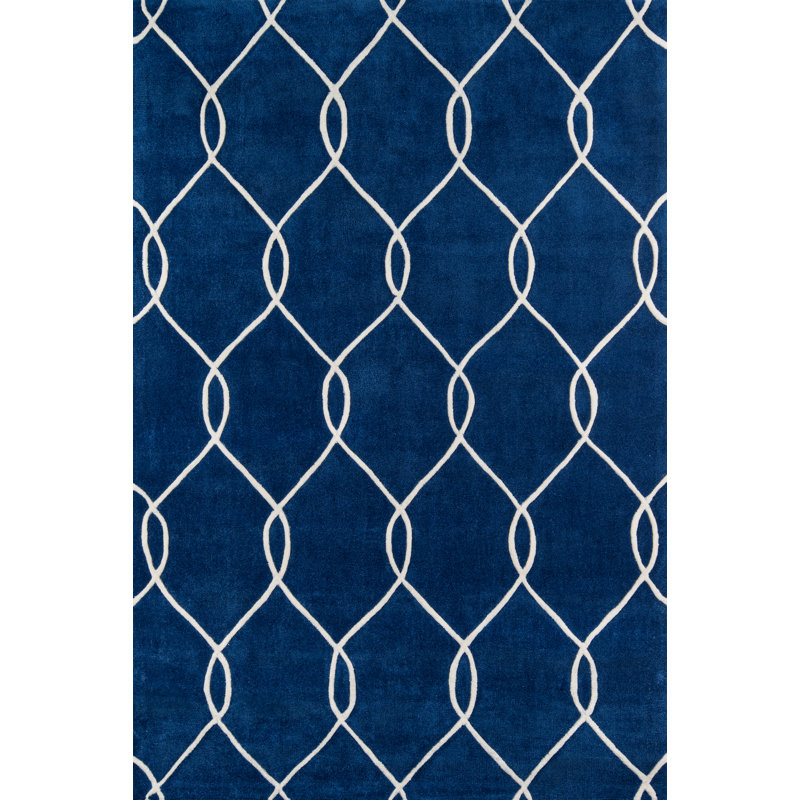 Tapis bleu marine touffeté à la main Branchville, Rectangle 8 pi x 10 pi