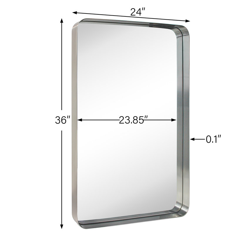 Miroir de salle de bain Arthers, Nickel brossé, H 36 po x l 24 po