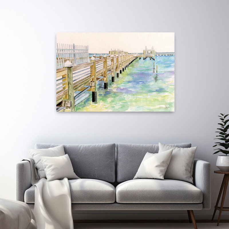 Jolie jetée, paysage côtier abstrait, H 48 po x l 32 po