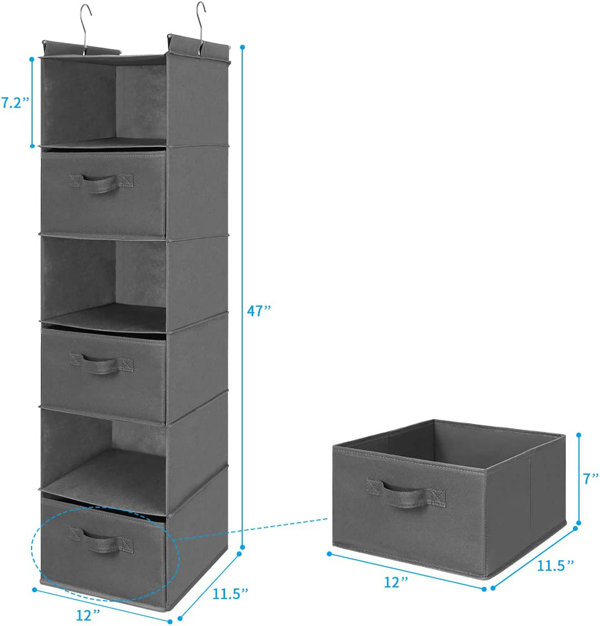 Hanging Closet Organizers with 3 Shelves - Closet Storage and RV Closet  Organizer - Grey / Black - On Sale - Bed Bath & Beyond - 37060017