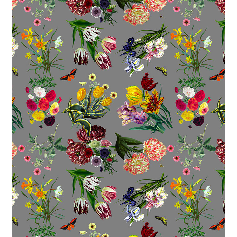 Royal Delft Floral Metallic Wallpaper Roll, Gray