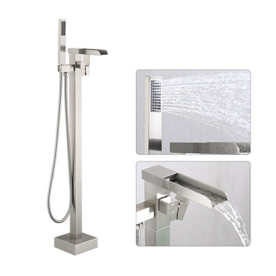 High Flow Waterfall Bath Shower Faucet,Freestanding Bathtub Faucet With Hand Shower