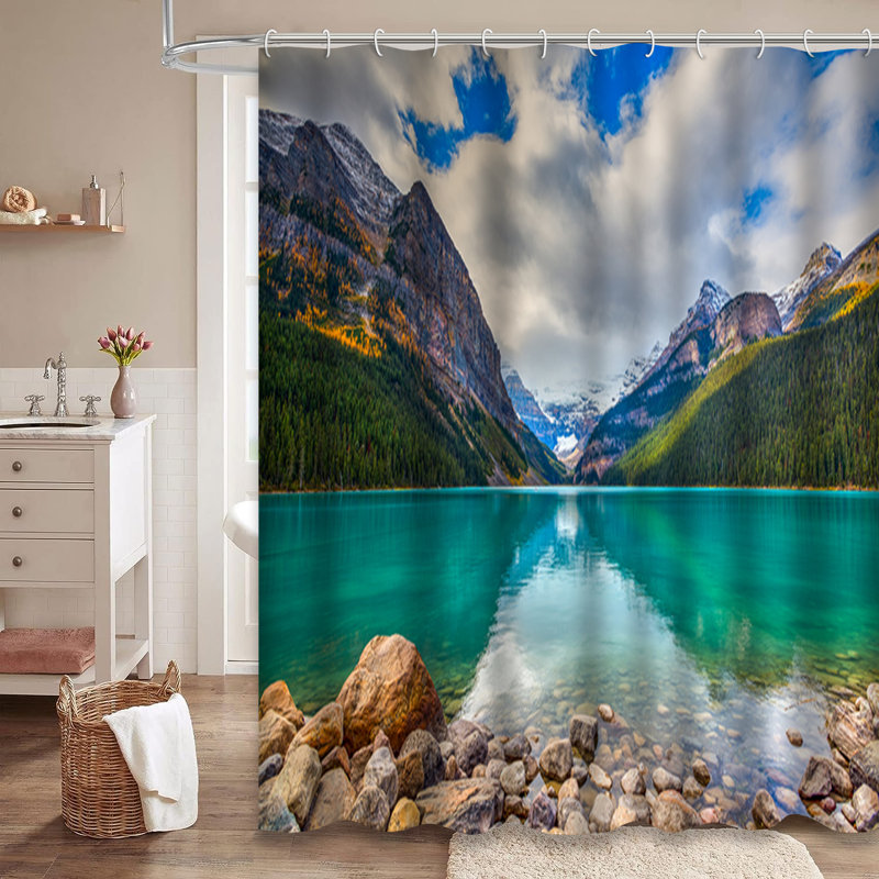 Magnifique rideau de douche Autumn Lake Banff Canada Mountains avec 12 crochets, L 72 po x l 84 po
