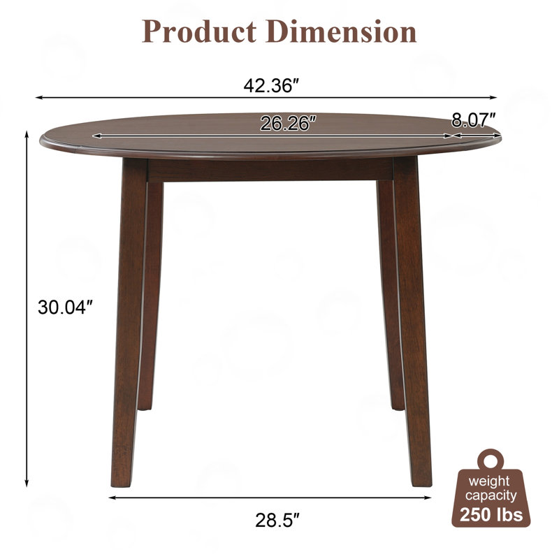 Extendable Round Dining Table with Adjustable Size, Brown
