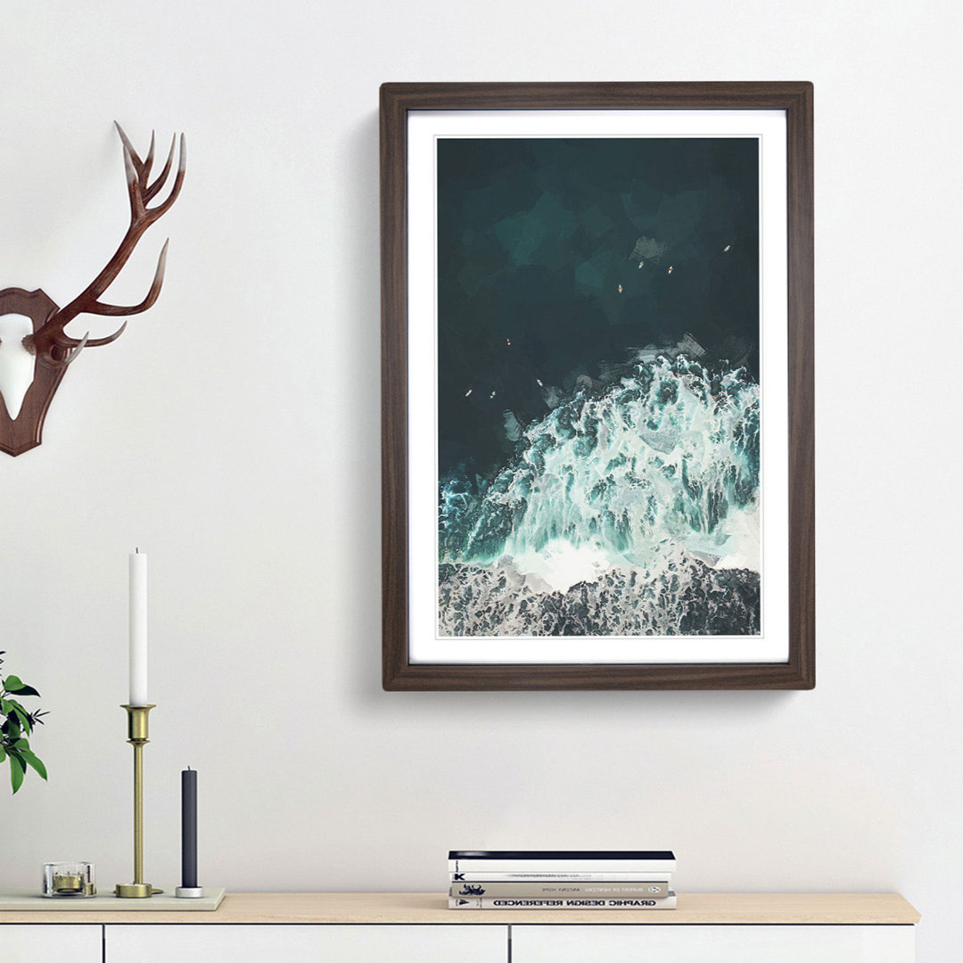 Surfers Waiting for Waves in Bali in Abstract - Picture Frame Graphic Art Print