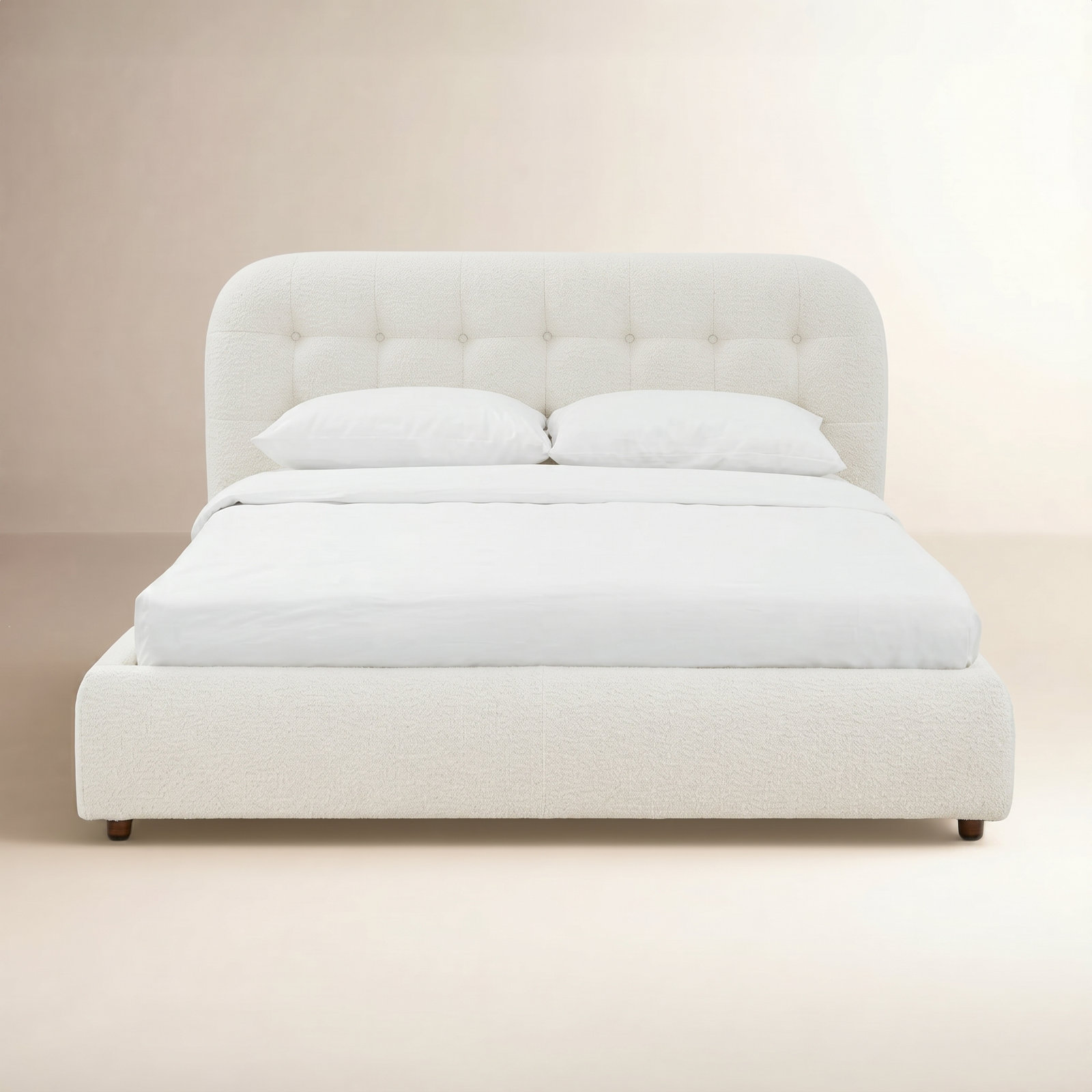 Ares Queen Bed in Froth White Boucle