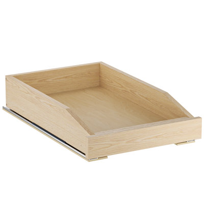 13.5"W x 21"D Wood Pull Out Cabinet Organizer, Solid Birch Plywood Slide Out Drawer for 18" Base Cabinets, Low Profile Roll Out Shelf with Soft Close Glides (Fits 14" Min Opening)