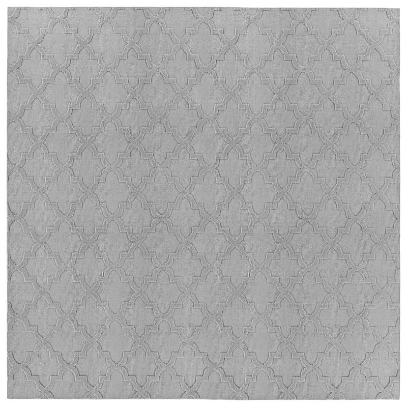 Silver Nasturtium Cut-loop Trellis Area Rug by, Square 12' x 12'