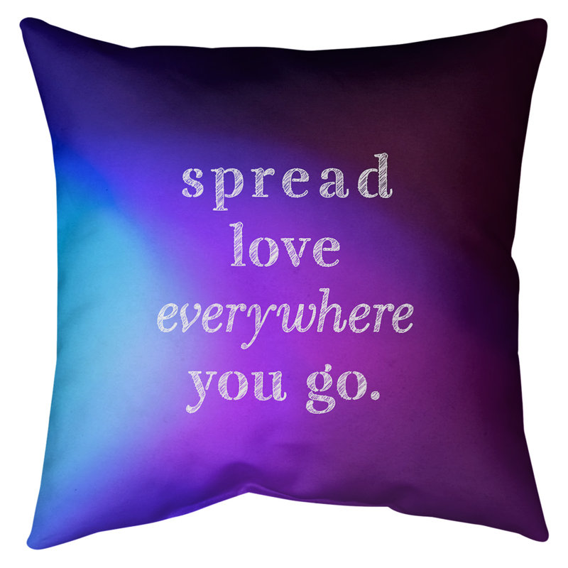 Spread Love Indoor/Outdoor Throw Pillow, 16" x 16", Blue/Purple
