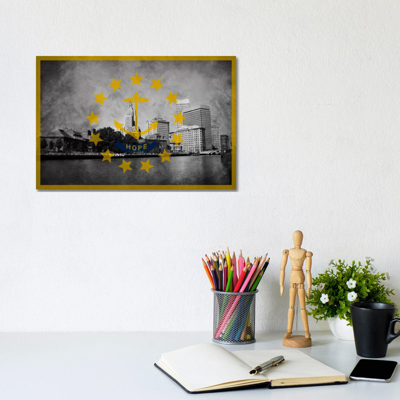 Rhode Island (Downtown Providence Skyline) - Wrapped Canvas Print, 20.32 cm H x 30.48 cm W