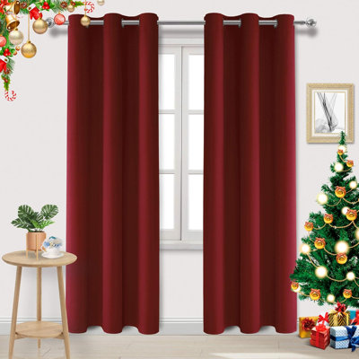 2 Thick Panels Room Darkening 85% Blackout Curtains, Thermal Insulated Block Out Light Grommet Top Drapes
