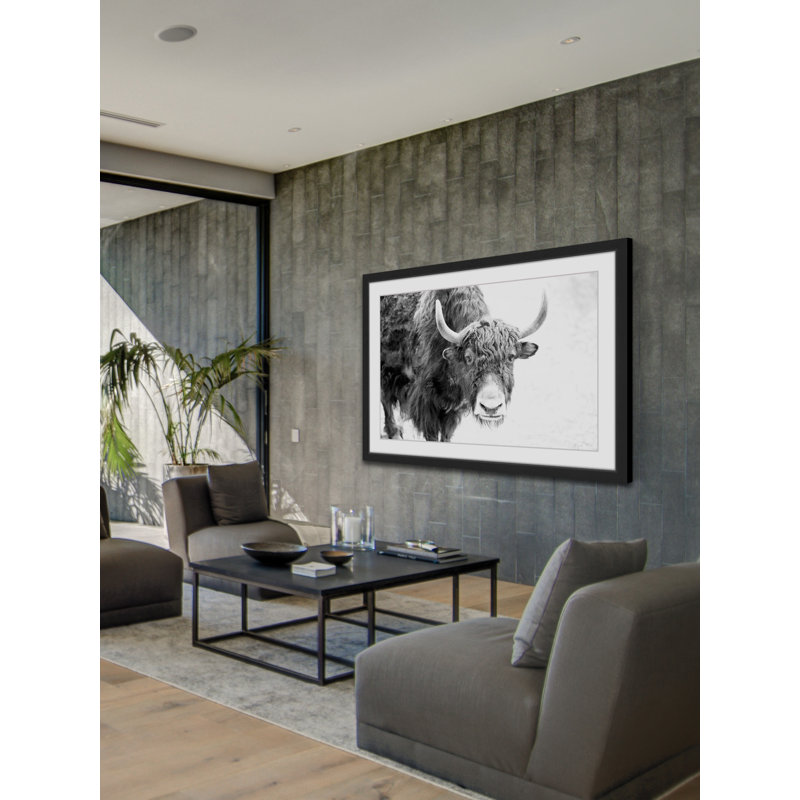 «Buffalo Vers l'avant», reproduction d'art encadrée sur papier, H 12 po x l 18 po x P 1,5 po, Cadre noir