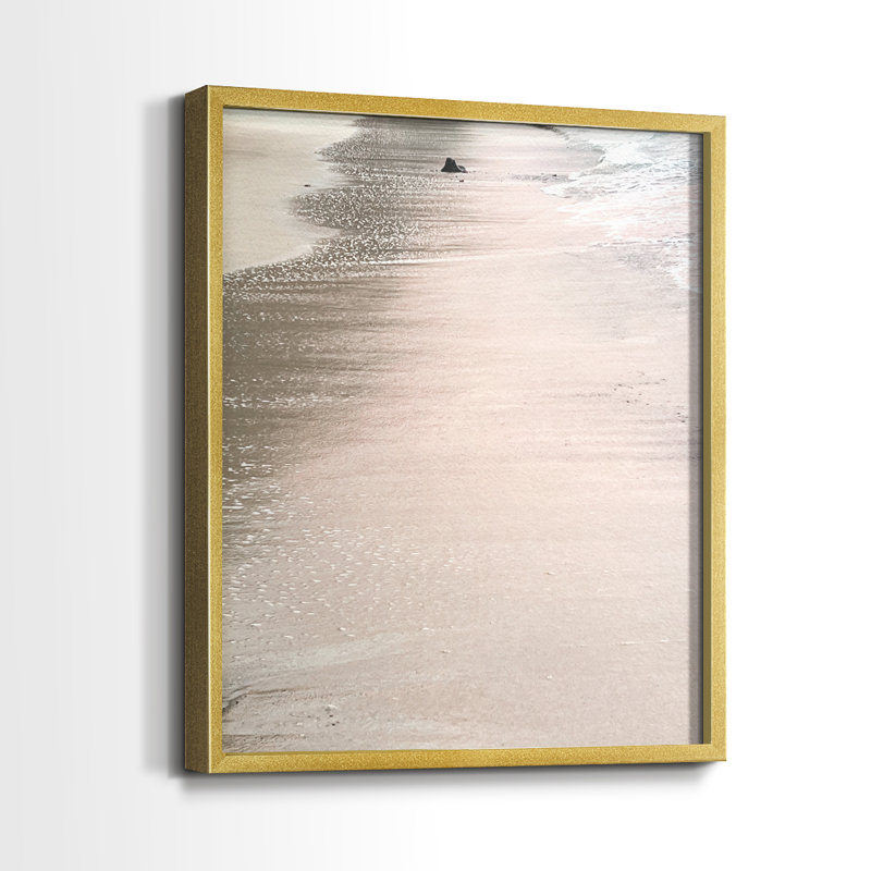Reproduction encadrée de sable doux rose - bois massif, H 11 po x l 9 po, Or