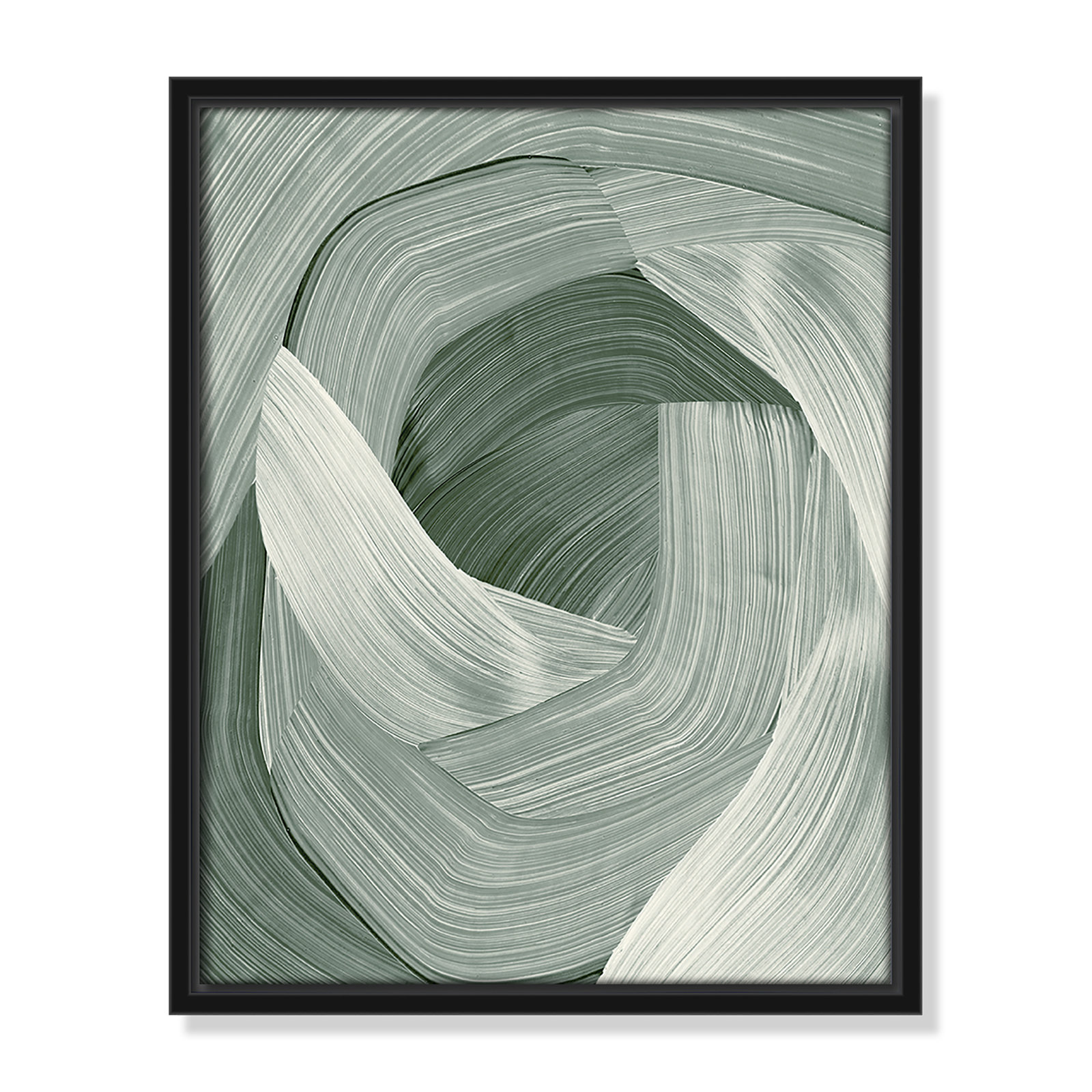 Enriched Emerald - Floater Frame Graphic Art Print on Canvas, Black , 15.5" H x 12.5" W