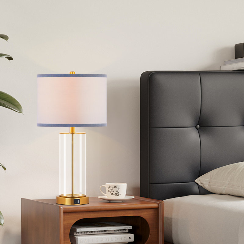 23'' USB Glass Table Lamp Set(Bulbs Included), Gold