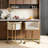 26" Counter Height Bar Stool Barrel Counter Stool With Backrest,Off White Fabric Linen Golden Metal-993043390-990087648