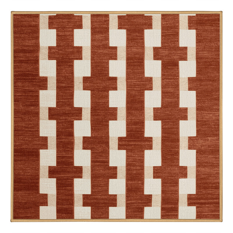 Tapis brun à carreaux lavable à la machine, Carré 4 pi