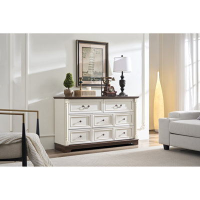 Commode et commode à 8 tiroirs spacieuses, MDF noyer, charme rustique pour un usage domestique