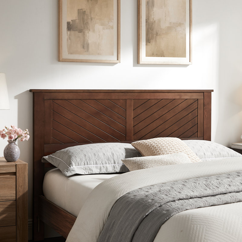Chalco Solid Wood Headboard With Chamfer, Queen, Walnut