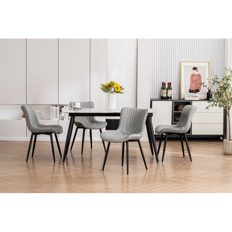 Comfortable Padded Dining Chairs with Back Easy Assembly Upholstered Side Chair, Accent Chairs for Kitchen, Dining Room, Grey