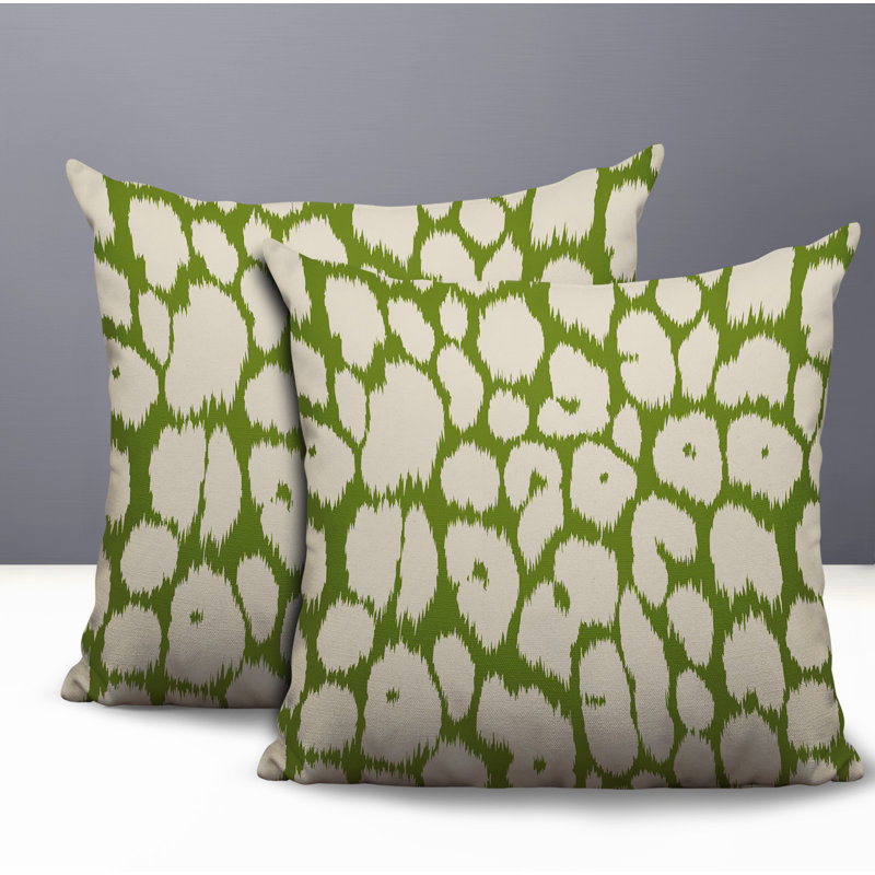 Oreiller réversible Clio Zebra, 16x16, Chartreuse
