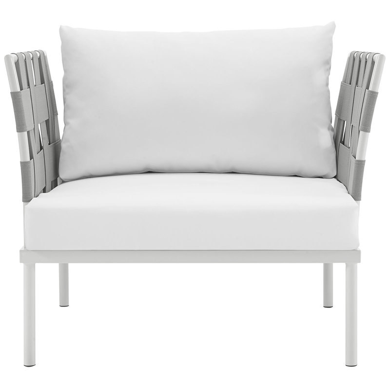 Harmony Outdoor Patio Aluminum Armchair, White