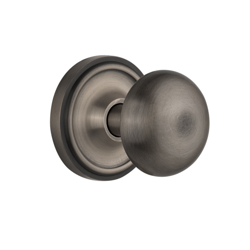 Classic Rosette with New York Door Knob, Antique Pewter