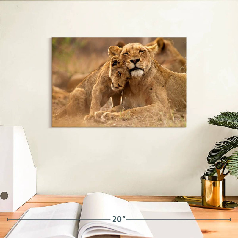 Lioness And Cub, 8" H x 12" W