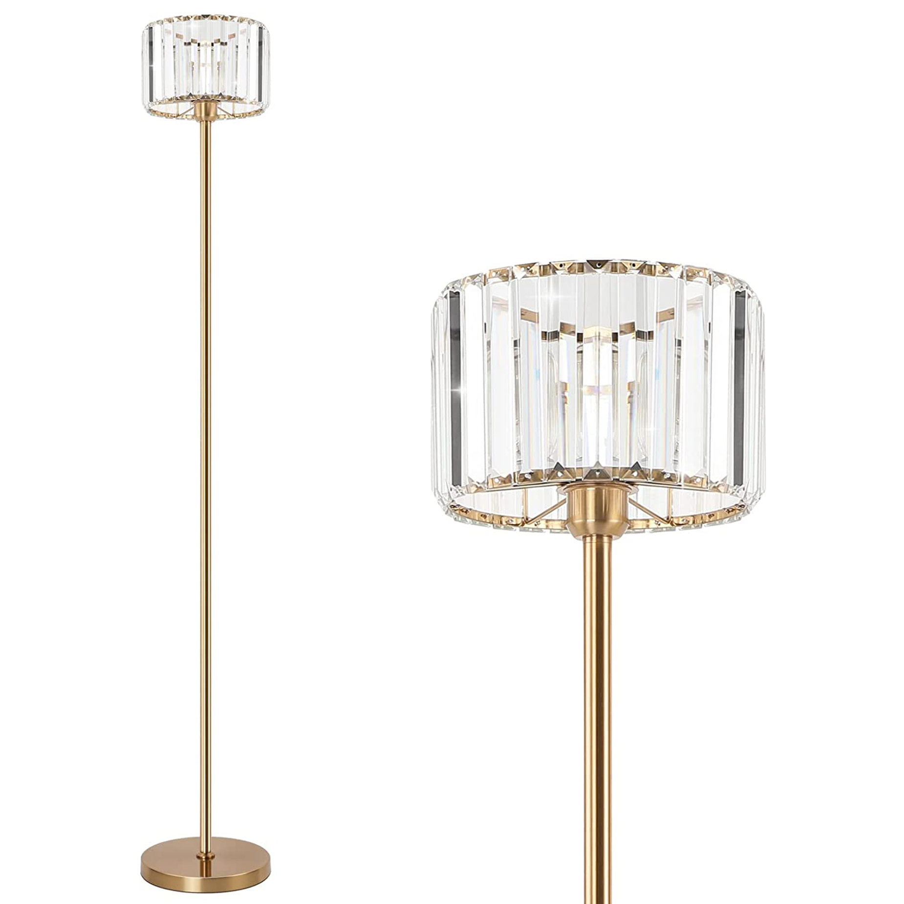 Mercer41 Lonzo Crystal Floor Lamp, Elegant Standing Lamp with On-Off ...