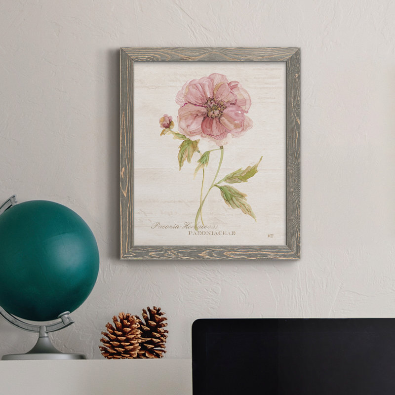 Soft Peony - peinture sur toile encadrée, Encadré gris, H 44 po x l 31 po x P 1 po