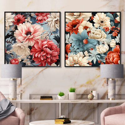 Corrine - Ensemble de 2 collages floraux carrés