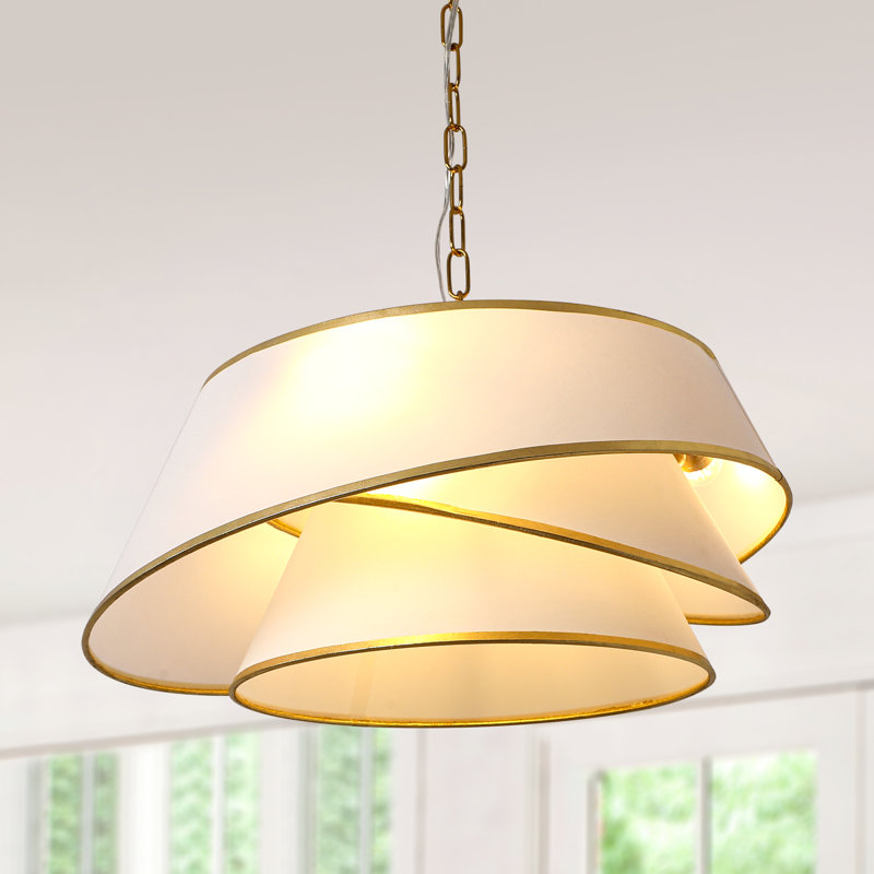 24" Gold Modern 3-Tier Chandelier Adjustable 4-Light Pendant Light for Bedroom