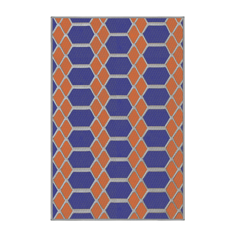 Tapis orange / bleu Katy, Rectangle 6 pi x 9 pi
