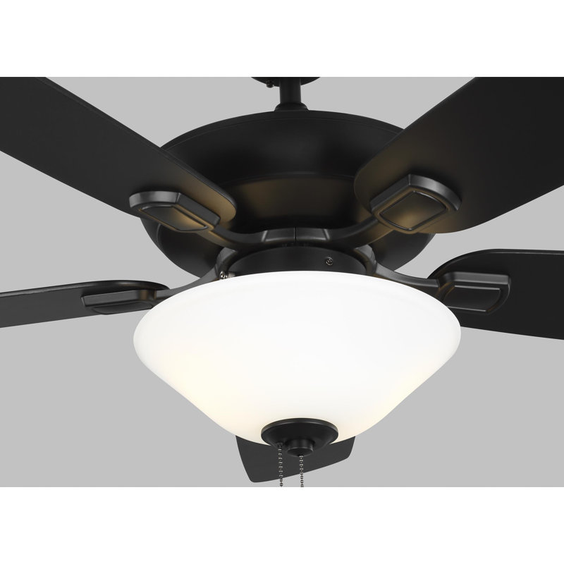 52'' Ceiling Fan with Light Kit, Black with Black Blades
