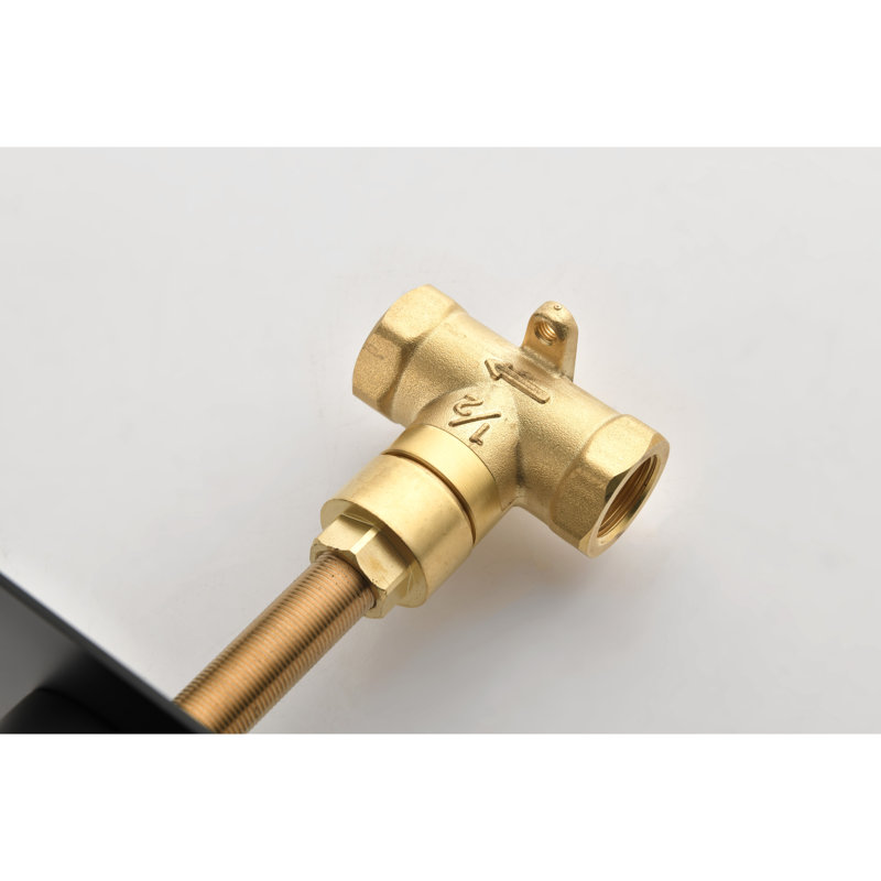 Valve de douche ajustable 3/4 po en métal noir mat - poignée en laiton, rouille, installation simple, hauteur de 2,14 po, réglable, anticorrosion et rouille, facile à installer et à entretenir