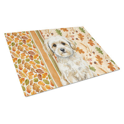 Maltipoo Heirloom Fall Glass Cutting Board