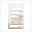 Lit mezzanine simple en métal avec bureau intégré, rangement pour escalier et amp; Tablettes, aucun sommier nécessaire, blanc pour les petits espaces