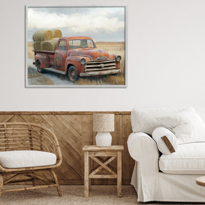 Hay Time Farm Truck Load Framed Giclee, design by Kim Allen