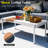 All-Weather Metal Patio Coffee Table – Durable, Spacious, Wood-Look Slatted Top-697600285