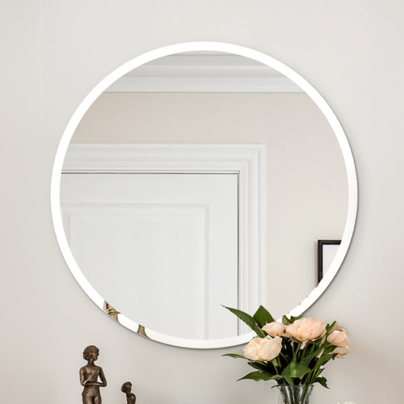 20” Round Circle Wall Glass Beveled Vanity Mirror, 19.68" x 19.68"