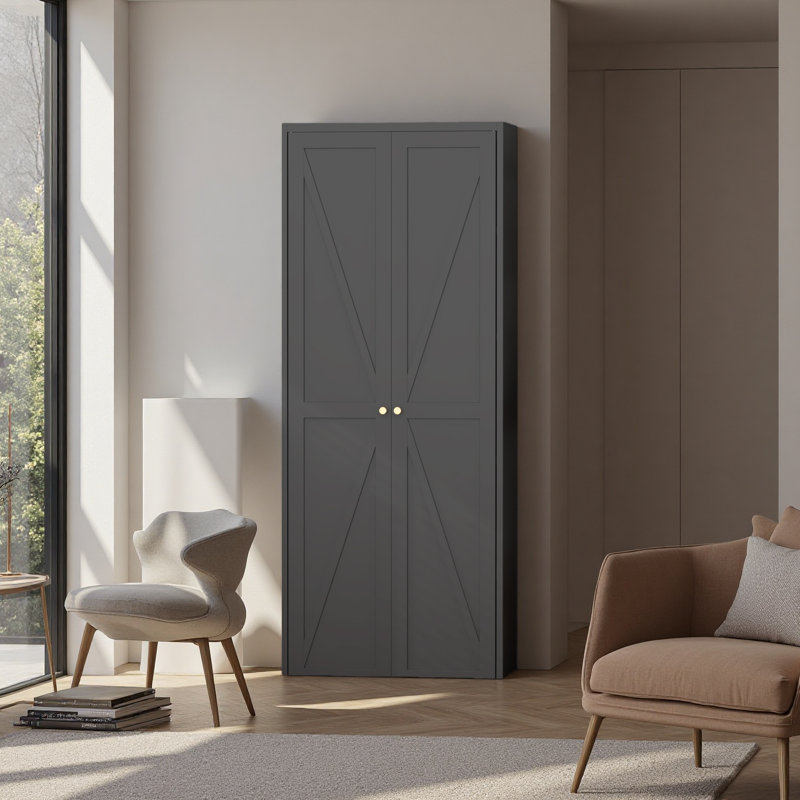 Armoire de rangement à 2 portes en métal avec tablettes réglables, Noir, noir, noir, noir