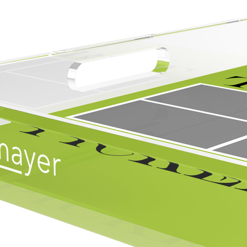 Square Geometric Decorative Tray, 2" H x 15" W x 15" D, Silver/Lime