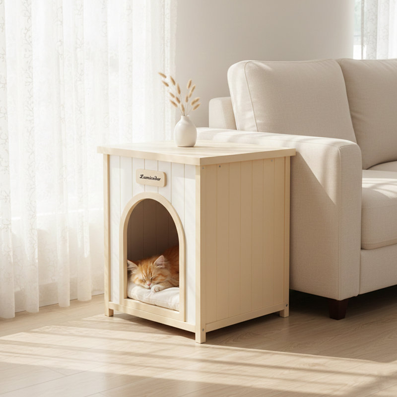 Table d'appoint en cèdre massif, design scandinave