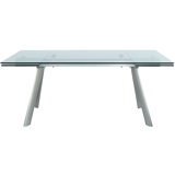 Amerson Extendable Glass Top Metal Base Dining Table