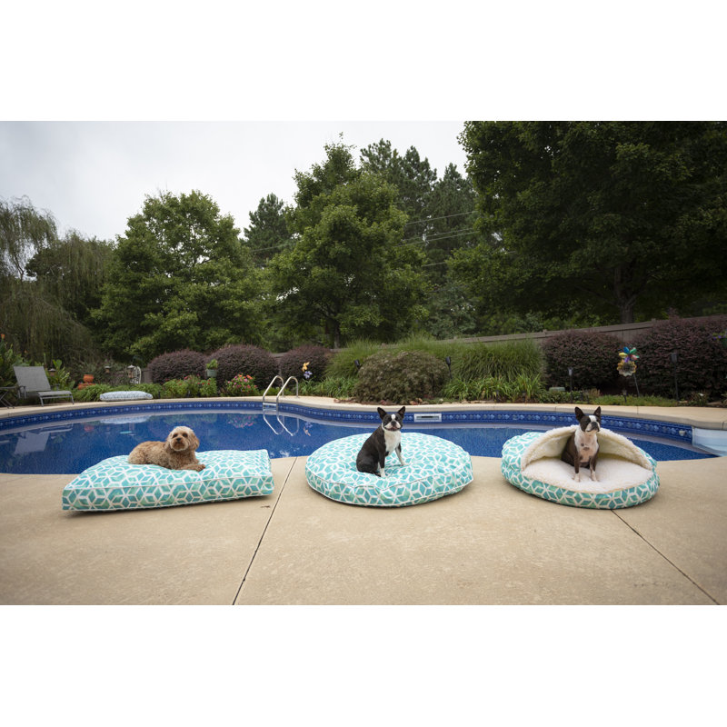 Small Sea Salt Gray Cotton Covered Outdoor Dog Bed