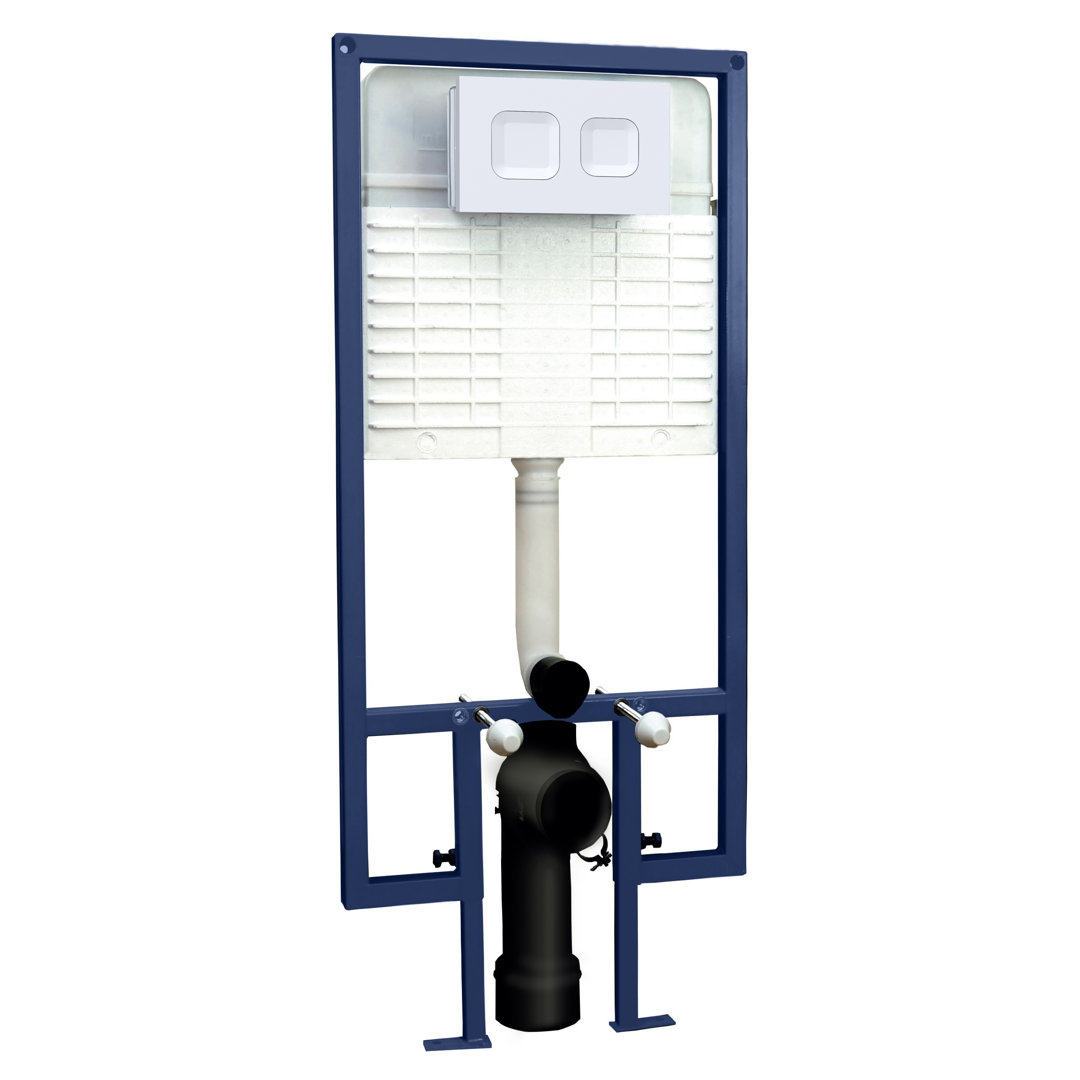 Dual Flush Concealed Cistern Frame with Brass Square Plate